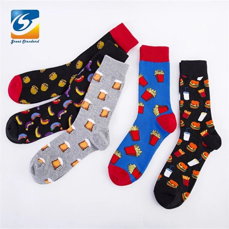 Men food pattern dress socks