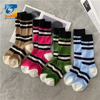 남성 스트라이프 크루 양말